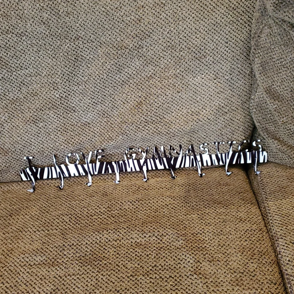 I Love Gymnastics Metal Zebra Medal Display
